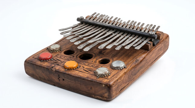 Traditional Wooden Kalimba Thumb Piano African Musical Instrument Isolated