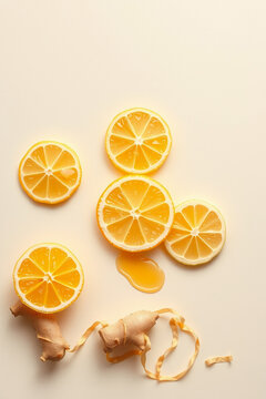 Healthy immune boosting concept with ginger lemon tea, honey and mint leaves for winter wellness remedies
