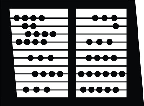 Abacus counting tool with black beads on white background, traditional educational math instrument for arithmetic calculation and early learning