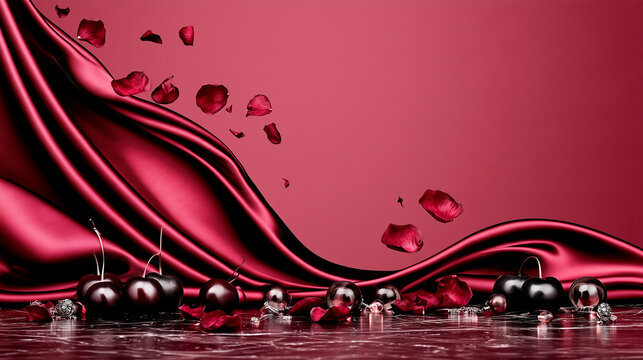 Dark Romantic Black Cherry Velvet Luxury Beauty Background