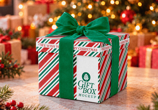 Christmas Gift Box Mockup