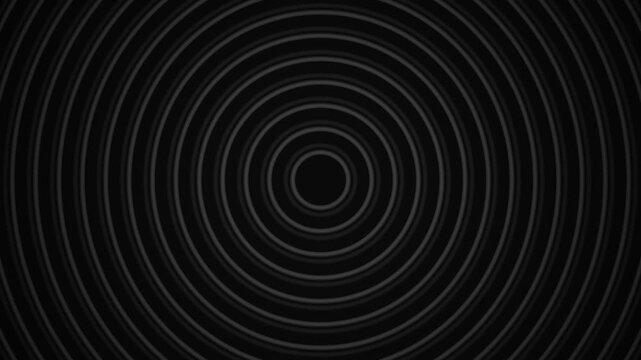 An abstract motion graphics background featuring concentric black metallic water ripples expanding outward with smooth gradients, created with HTML5 canvas and JavaScript.