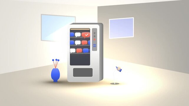 White bubble capsule vending machine perspective view assembling