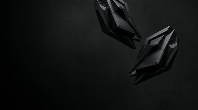 Abstract geometric shapes floating in darkness modern 3d rendering with sharp edges