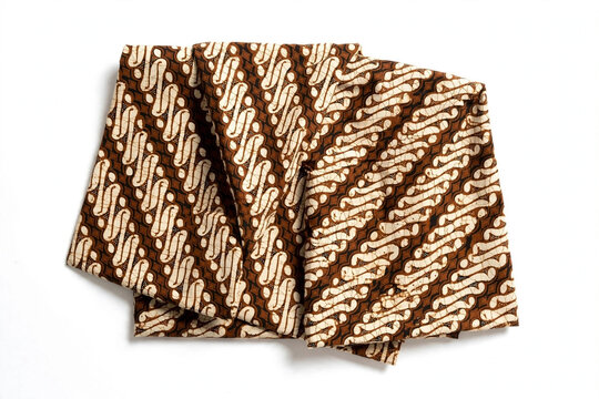Brown Parang Batik Fabric Isolated on White