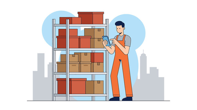 Warehouse Worker Managing Inventory with a Tablet for Supply Chain