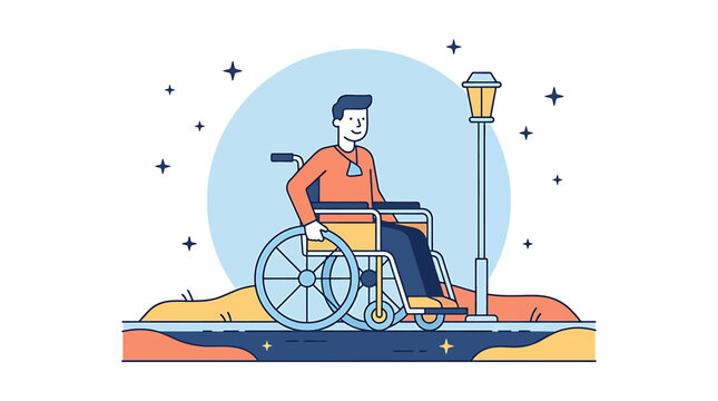 Wheelchair User in Flat Vector Style for Accessibility and Inclusion