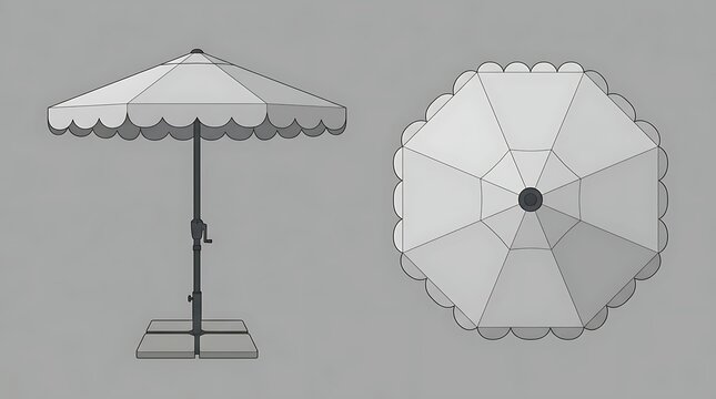 Parasol Umbrella Design Mockup with Top and Side View for Patio Decor