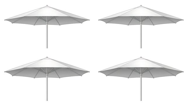 Umbrella Mockup Set of Four Isolated White Patio Shade Accessories