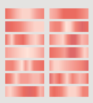 Coral gradient swatch set vector with 14 soft light finishes for brand and campaign graphics