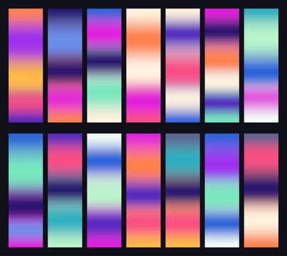 Vivid gradient fill library vector with 14 vertical color swatches for comparison