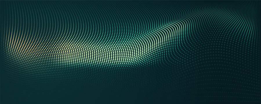 Luminous Particle Wave Vector Background for Technology Event Headers in jade and amber