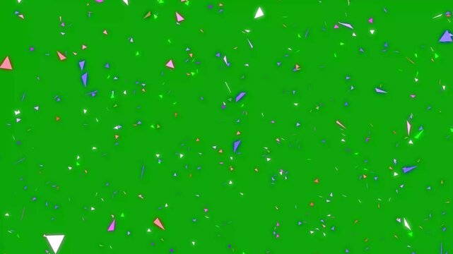 3d confetti burst animation with colorful paper pieces on green and  backgrounds, dynamic explosion effect, festive celebration motion graphics, smooth 4k video loop animation