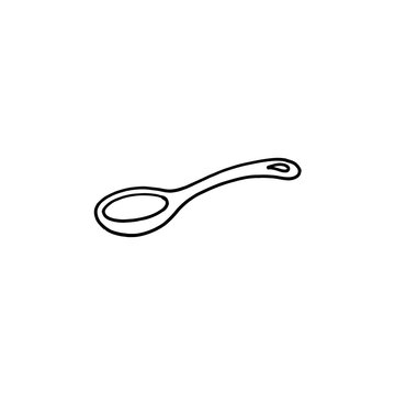Simple spoon utensil for kitchen or restaurant dining in hand drawn line art style.