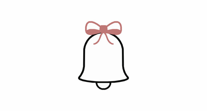 Minimal Christmas Bell Outline Icon with Decorative Bow