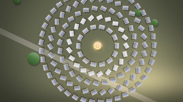 Golden concentrated solar power mirror field with tower looping motion