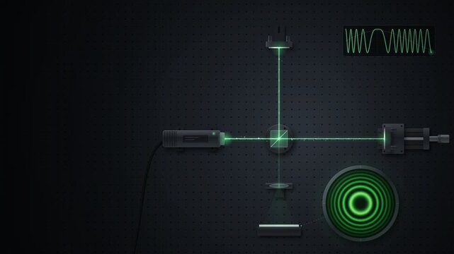 Michelson Interferometer Laser Beams and Interference Fringes Seamless Loop