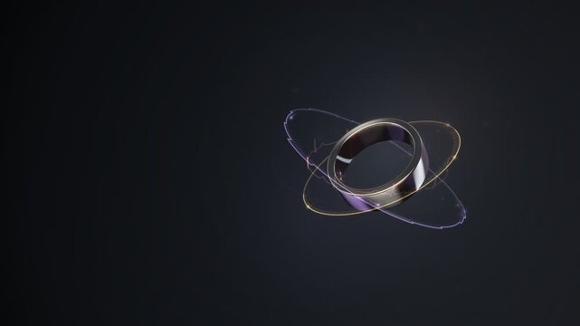 Titanium Smart Ring with Orbiting Health Data Rings Seamless Loop