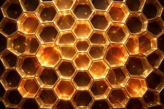 Golden honeycomb pattern texture