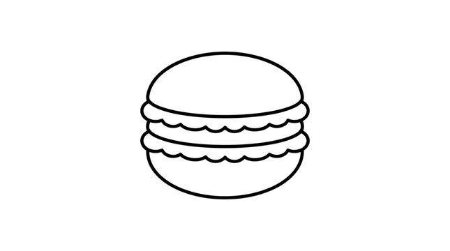 Simple outline drawing of a macaron cookie 1.