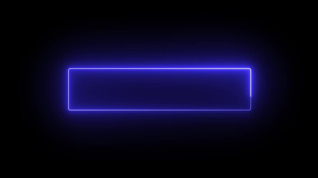 Neon rectangle frame animation on isolated black background. Glowing neon light moving around a square picture frame with electric flickering effects. modern UI design video overlay, seamless 4k loop 