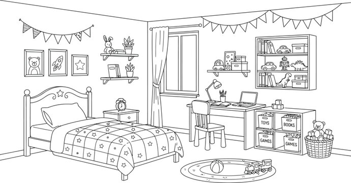 sketch of a bedroom