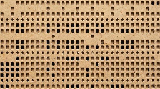 Vintage punched card with binary data rows and holes for historical computing and storage