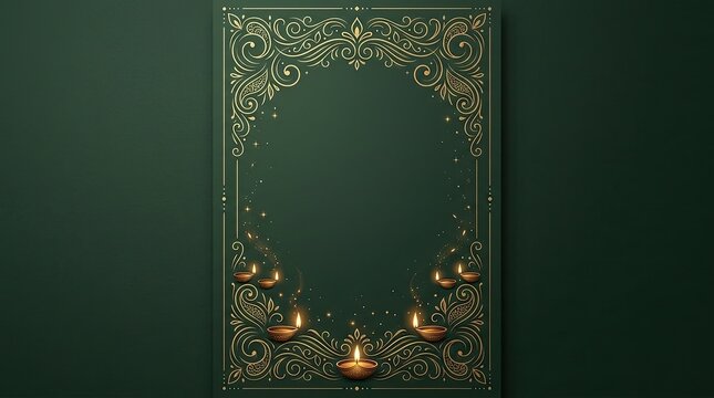 A beautiful and ornate diwali frame with glowing lights celebrating the festival of lights and joy