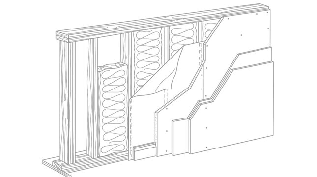 Wall Insulation and Construction Layers Cross Section Diagram Vector Illustration