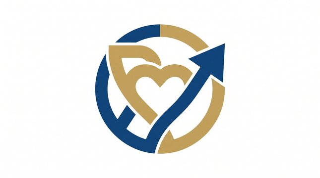 Geometric heart logo design with upward arrow symbol for business