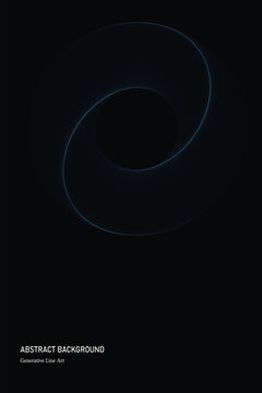 Abstract dark background, futuristic generative line art poster vector layout, modern minimalist digital design
