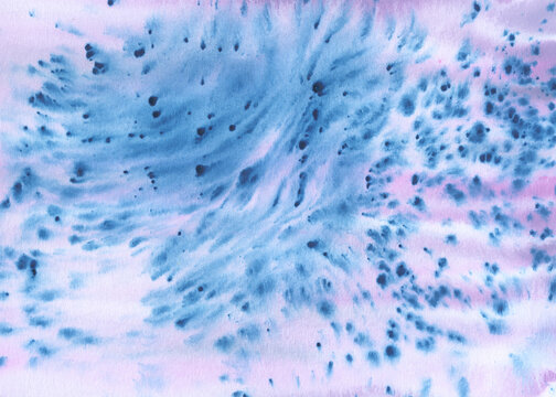 Abstract Blue and Pink Watercolor Splatter