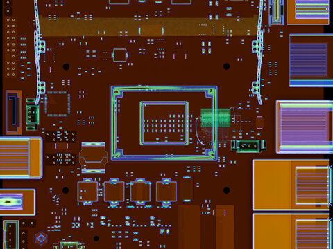 Circuit Board Layout With Electronic Components and Connections