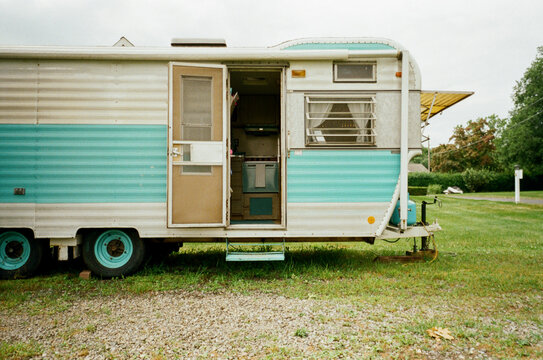 Exterior of Vintage RV with door