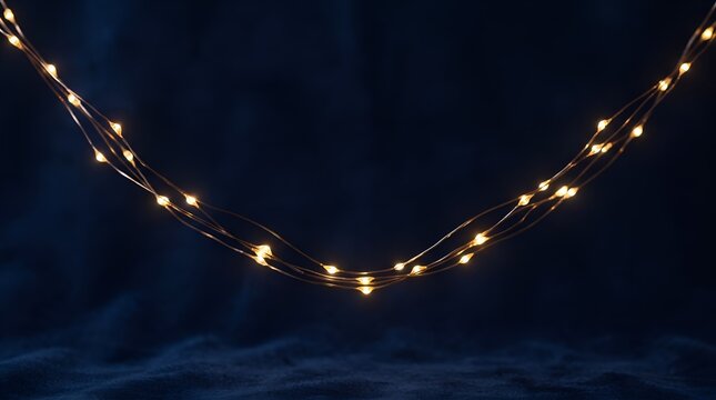 Glow string lights hanging on dark background vector illustration