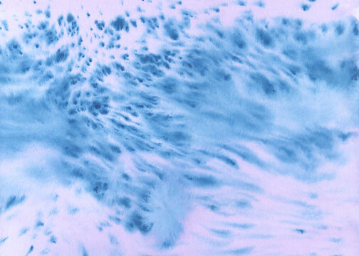 Blue Watercolor Wash Texture on Lavender
