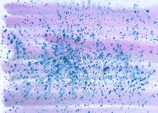Blue Splatters on Pink Watercolor Strokes