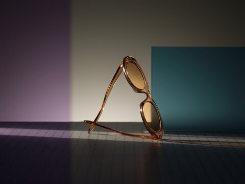 Stylish transparent amber sunglasses with tinted lenses
