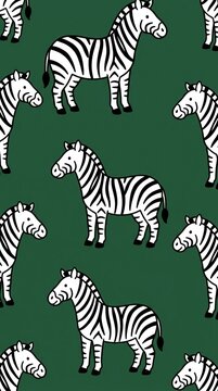 Playful Zebra Pattern on Green Background for Design Projects