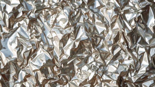 A close up of a sheet of tin foil, with a textured surface and subtle sheen