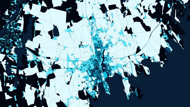 New Bedford, Massachusetts (Whaling City & Buzzards Bay Acushnet Harbor) Animated 4K Demographic Block Mosaic Expansion - Blue Choropleth Metropolitan Growth & GIS Analytics