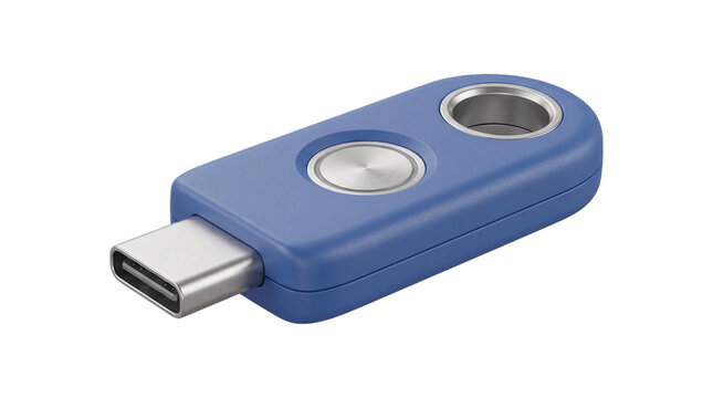 Blue USB-C hardware security key and authenticator token
