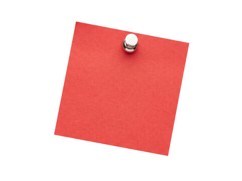 Red sticky note pinned with a silver pushpin