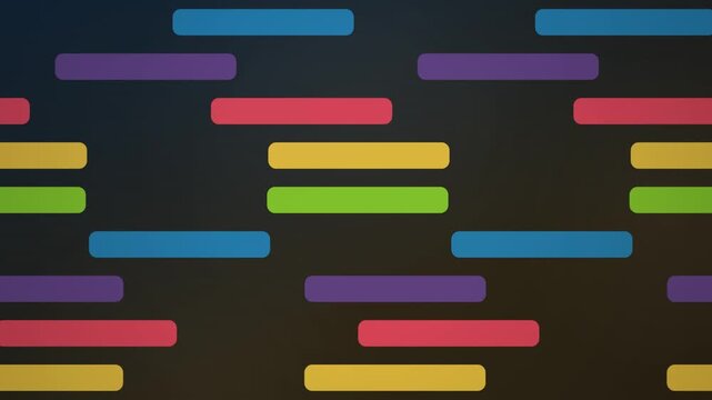 Colorful horizontal bars form a seamless looping animation pattern on a dark background.