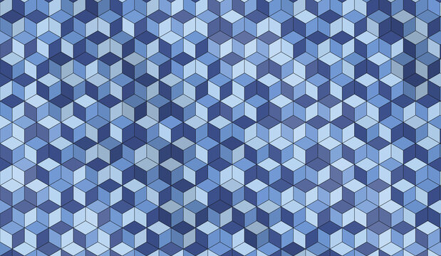 Blue isometric cube pattern seamless background