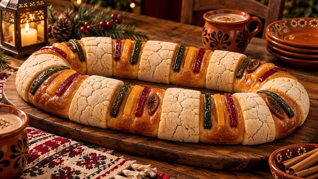 Rosca de Reyes tradicional para compartir en familia &mdash; Traditional Rosca de Reyes for family gathering