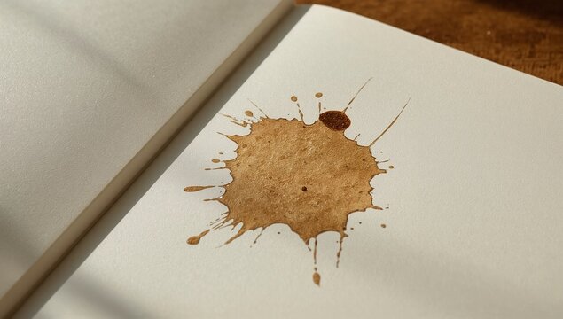 A coffee stain on a piece of paper