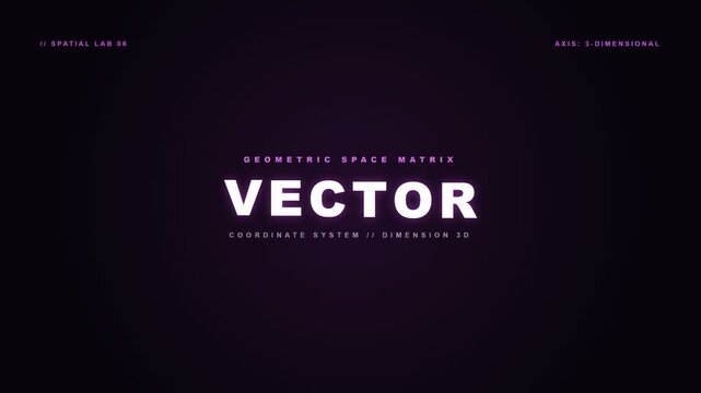 Glowing vector typography title card with geometric space matrix and futuristic coordinate system design details