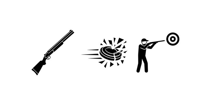 Clay pigeon shooting sport action from shotgun.