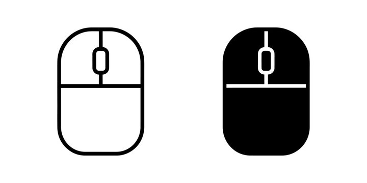 Computer mouse outline and solid icon for digital device interaction.